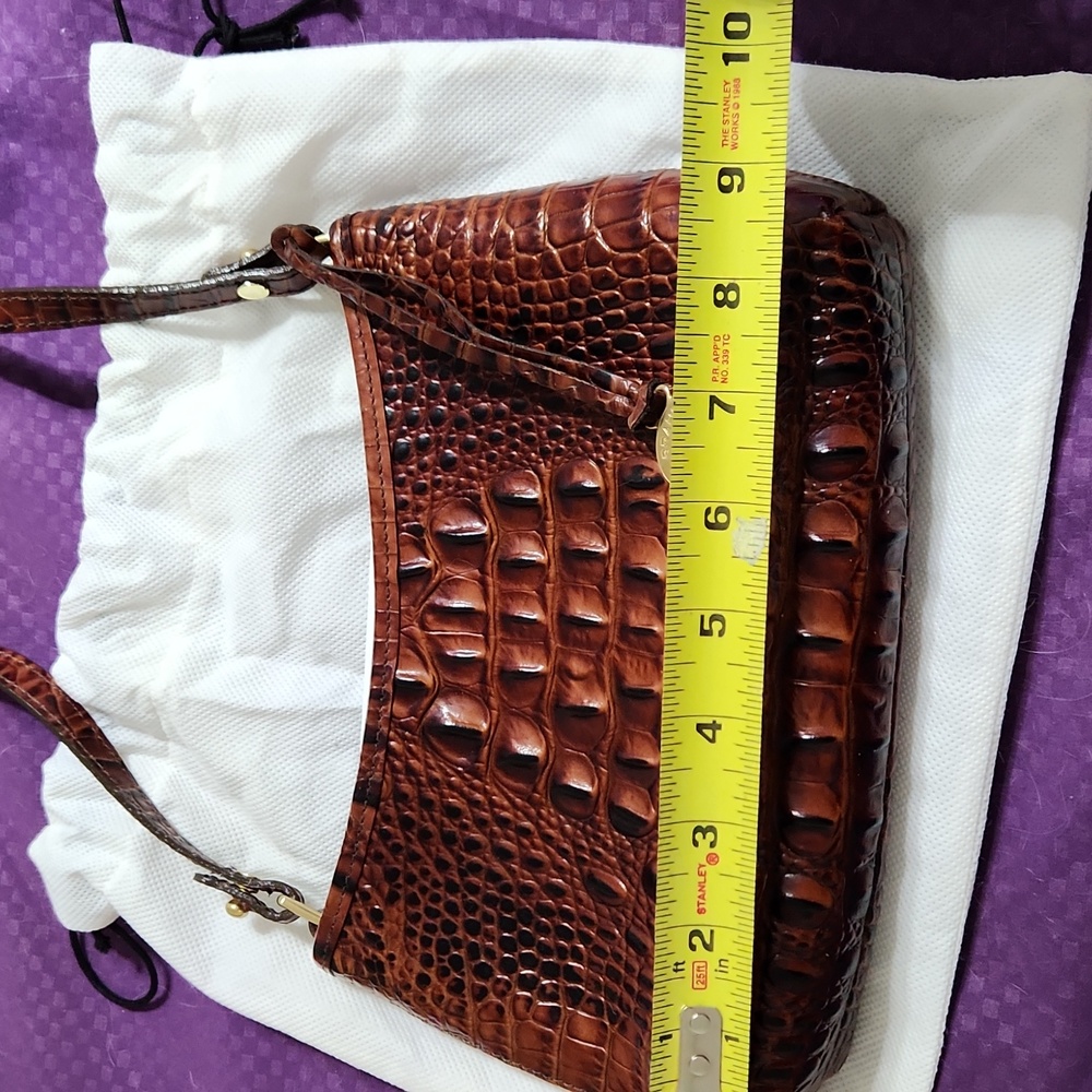Brahmin Croc-Embossed Shoulder Bag in Rich Brown - Picture 11 of 13